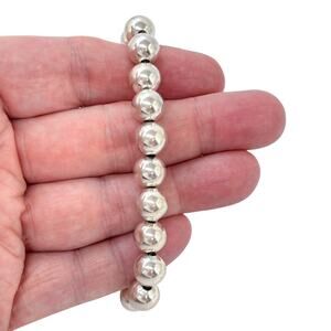 Estate Sterling Silver 925 10mm Ball Bead Bracelet 8"